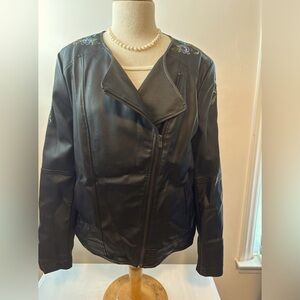 G by Giuliana Faux Black leather Moto Jacket NEW